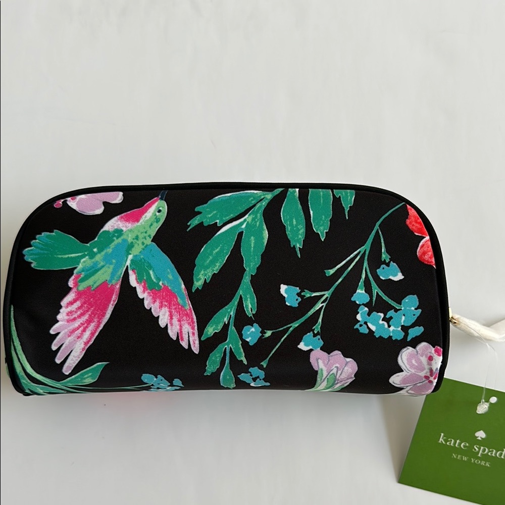 Kate Spade Black Floral Hummingbird Pouch - Picture 3 of 3